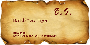 Balázs Igor névjegykártya