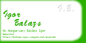 igor balazs business card
